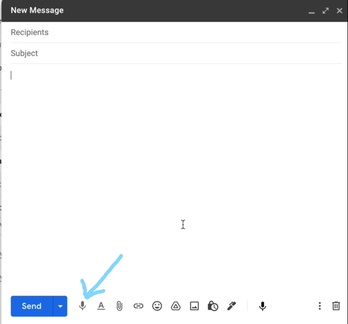 click microphone icon to send voice messages in Gmail