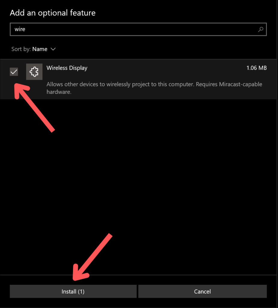 Wireless display feature in windows