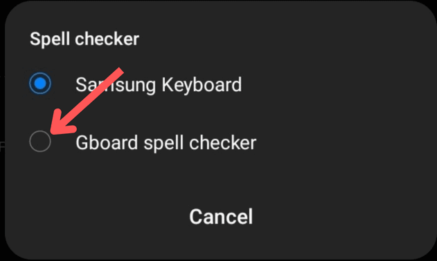 select gboard as default spell checker