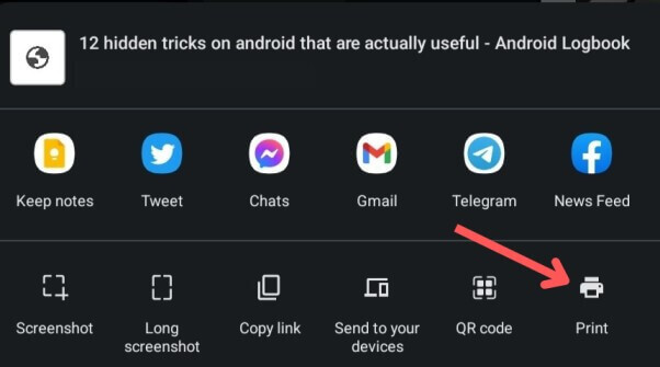 tap the print icon