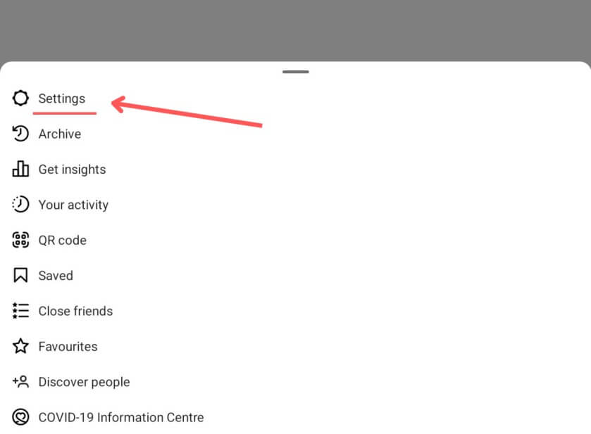 tap on settings