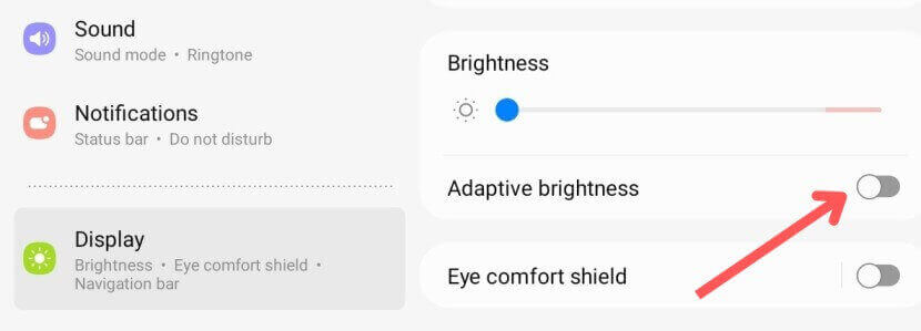 turn on adaptive brightness